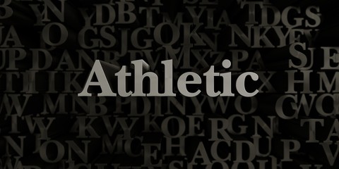 Fototapeta na wymiar Athletic - Stock image of 3D rendered metallic typeset headline illustration. Can be used for an online banner ad or a print postcard.