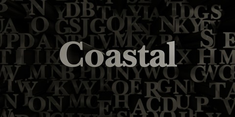 Fototapeta na wymiar Coastal - Stock image of 3D rendered metallic typeset headline illustration. Can be used for an online banner ad or a print postcard.