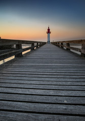 Fototapeta premium Lighthouse and Pier at Deauville Normandy France