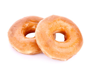 Sprinkle sugar donuts on white background