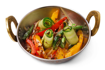 Vegan and vegetarian indian cuisine dish, spicy vegetable salad