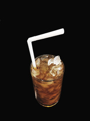 Sweet Longan juice with cold ice in glass isolated.