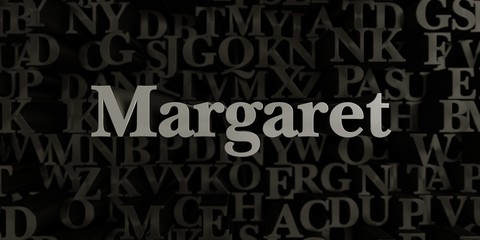 Margaret - Stock image of 3D rendered metallic typeset headline illustration.  Can be used for an online banner ad or a print postcard.