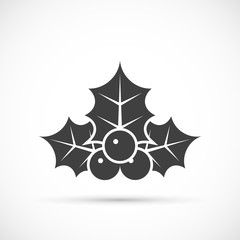 Christmas holly icon flat