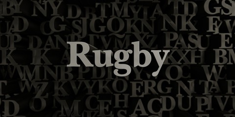 Rugby - Stock image of 3D rendered metallic typeset headline illustration.  Can be used for an online banner ad or a print postcard.