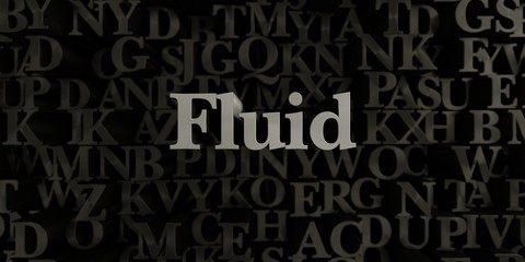 Fluid - Stock image of 3D rendered metallic typeset headline illustration.  Can be used for an online banner ad or a print postcard.