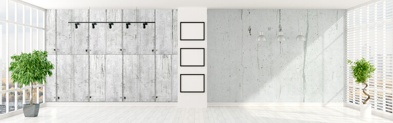 Modern bright interior . 3D rendering