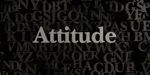 Attitude - Stock image of 3D rendered metallic typeset headline illustration.  Can be used for an online banner ad or a print postcard.