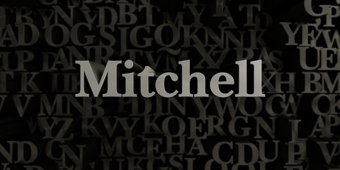 Mitchell - Stock image of 3D rendered metallic typeset headline illustration.  Can be used for an online banner ad or a print postcard.