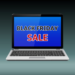 Black Friday Sale message on laptop blue screen