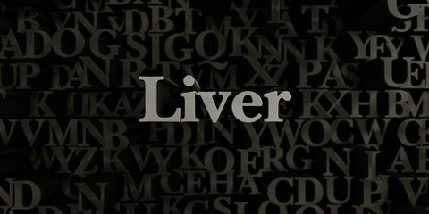 Liver - Stock image of 3D rendered metallic typeset headline illustration.  Can be used for an online banner ad or a print postcard.