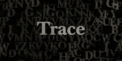 Trace - Stock image of 3D rendered metallic typeset headline illustration.  Can be used for an online banner ad or a print postcard.