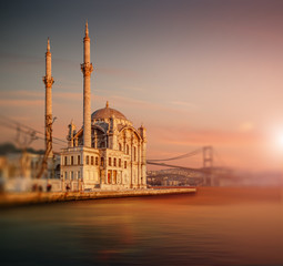 Iconic Istanbul view from Ortakoy with tilt and shift effect