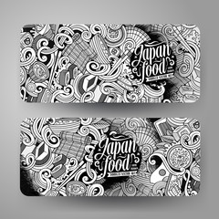Cartoon cute line art vector hand drawn doodles japanese food co