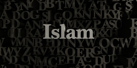 Islam - Stock image of 3D rendered metallic typeset headline illustration.  Can be used for an online banner ad or a print postcard.