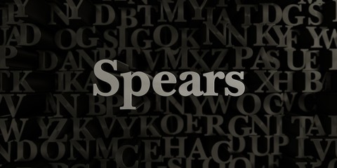 Spears - Stock image of 3D rendered metallic typeset headline illustration.  Can be used for an online banner ad or a print postcard.