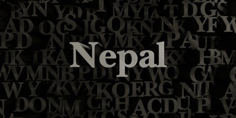 Nepal - Stock image of 3D rendered metallic typeset headline illustration.  Can be used for an online banner ad or a print postcard.