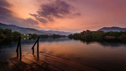 Beautiful sunset at Teuk Chhu River in Kampot, Cambodia