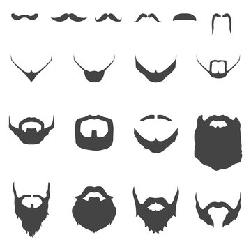 Mustache Beard Man Face Style Vintage Element Silhouette Icon