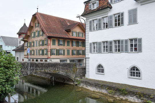 town hall near the river of Sarnen