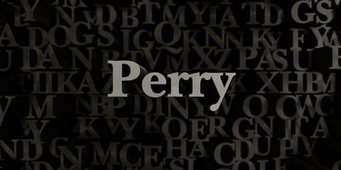 Perry - Stock image of 3D rendered metallic typeset headline illustration.  Can be used for an online banner ad or a print postcard.