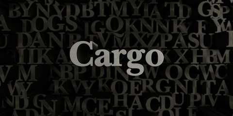 Cargo - Stock image of 3D rendered metallic typeset headline illustration.  Can be used for an online banner ad or a print postcard.