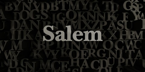 Salem - Stock image of 3D rendered metallic typeset headline illustration.  Can be used for an online banner ad or a print postcard.