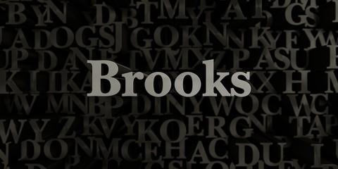 Brooks - Stock image of 3D rendered metallic typeset headline illustration.  Can be used for an online banner ad or a print postcard.