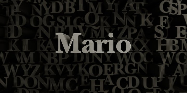 Mario - Stock image of 3D rendered metallic typeset headline illustration.  Can be used for an online banner ad or a print postcard.