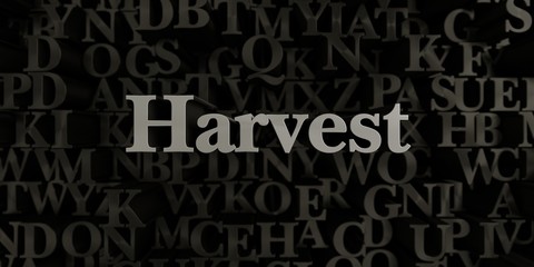 Harvest - Stock image of 3D rendered metallic typeset headline illustration.  Can be used for an online banner ad or a print postcard.