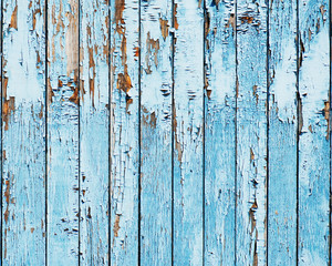 Old blue wood plank for use as background. Closeup.