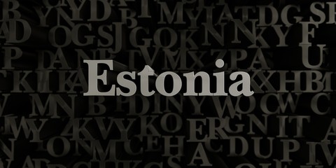Estonia - Stock image of 3D rendered metallic typeset headline illustration.  Can be used for an online banner ad or a print postcard.