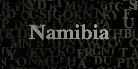 Namibia - Stock image of 3D rendered metallic typeset headline illustration.  Can be used for an online banner ad or a print postcard.