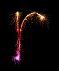 Sparkler firework light alphabet r (Small Letters) at night