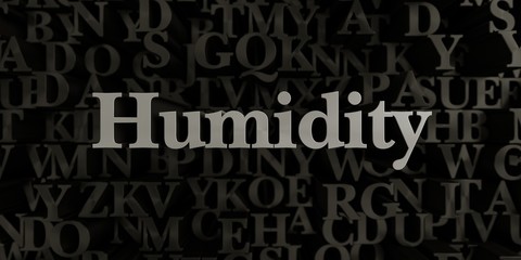 Humidity - Stock image of 3D rendered metallic typeset headline illustration.  Can be used for an online banner ad or a print postcard.