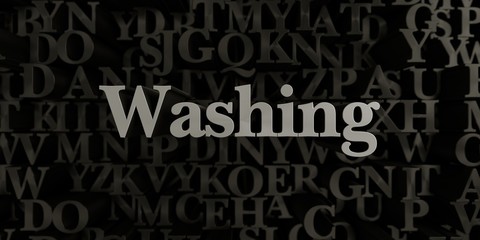 Washing - Stock image of 3D rendered metallic typeset headline illustration.  Can be used for an online banner ad or a print postcard.