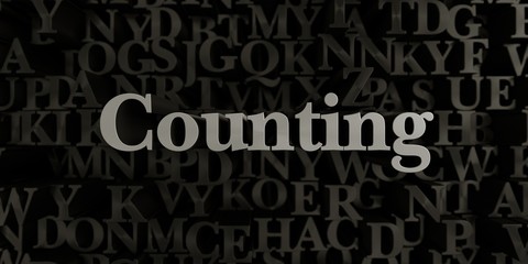 Counting - Stock image of 3D rendered metallic typeset headline illustration.  Can be used for an online banner ad or a print postcard.