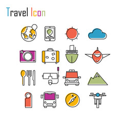 Line icons, Tour planning, recreational rest, holiday trip for l