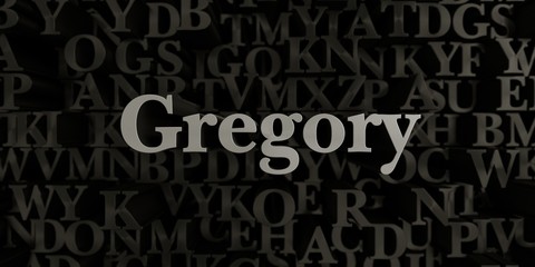 Gregory - Stock image of 3D rendered metallic typeset headline illustration.  Can be used for an online banner ad or a print postcard.