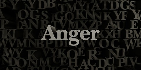 Anger - Stock image of 3D rendered metallic typeset headline illustration.  Can be used for an online banner ad or a print postcard.