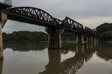 Fototapeta premium River Kwai Bridge, Kanjanaburi World War 2 historical bridge