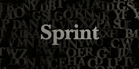 Sprint - Stock image of 3D rendered metallic typeset headline illustration.  Can be used for an online banner ad or a print postcard.