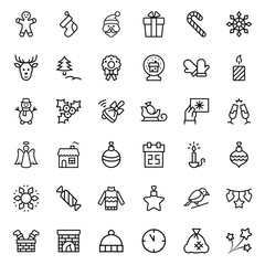 Christmas icon set in thin line style. Vector symbols. - 125486102