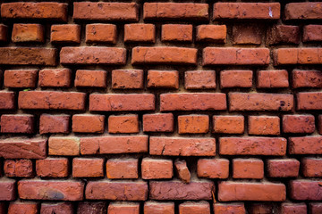 Obraz premium Old grunge brick wall background,Background of red brick wall pattern texture. Great for graffiti inscriptions. Copy space