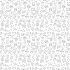 Seamless pattern with icons of christmas items. Vector illustration.