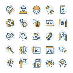 Engineering and manufacturing icon set in thin line style. Vector symbols. - 125486794