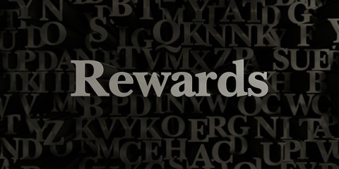 Rewards - Stock image of 3D rendered metallic typeset headline illustration.  Can be used for an online banner ad or a print postcard.