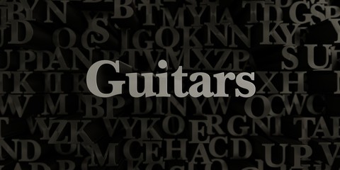 Guitars - Stock image of 3D rendered metallic typeset headline illustration.  Can be used for an online banner ad or a print postcard.