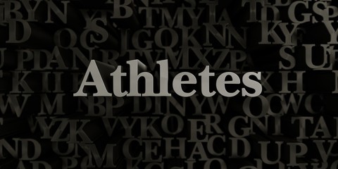 Athletes - Stock image of 3D rendered metallic typeset headline illustration.  Can be used for an online banner ad or a print postcard.