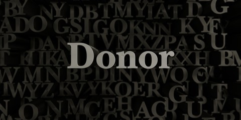 Donor - Stock image of 3D rendered metallic typeset headline illustration.  Can be used for an online banner ad or a print postcard.
